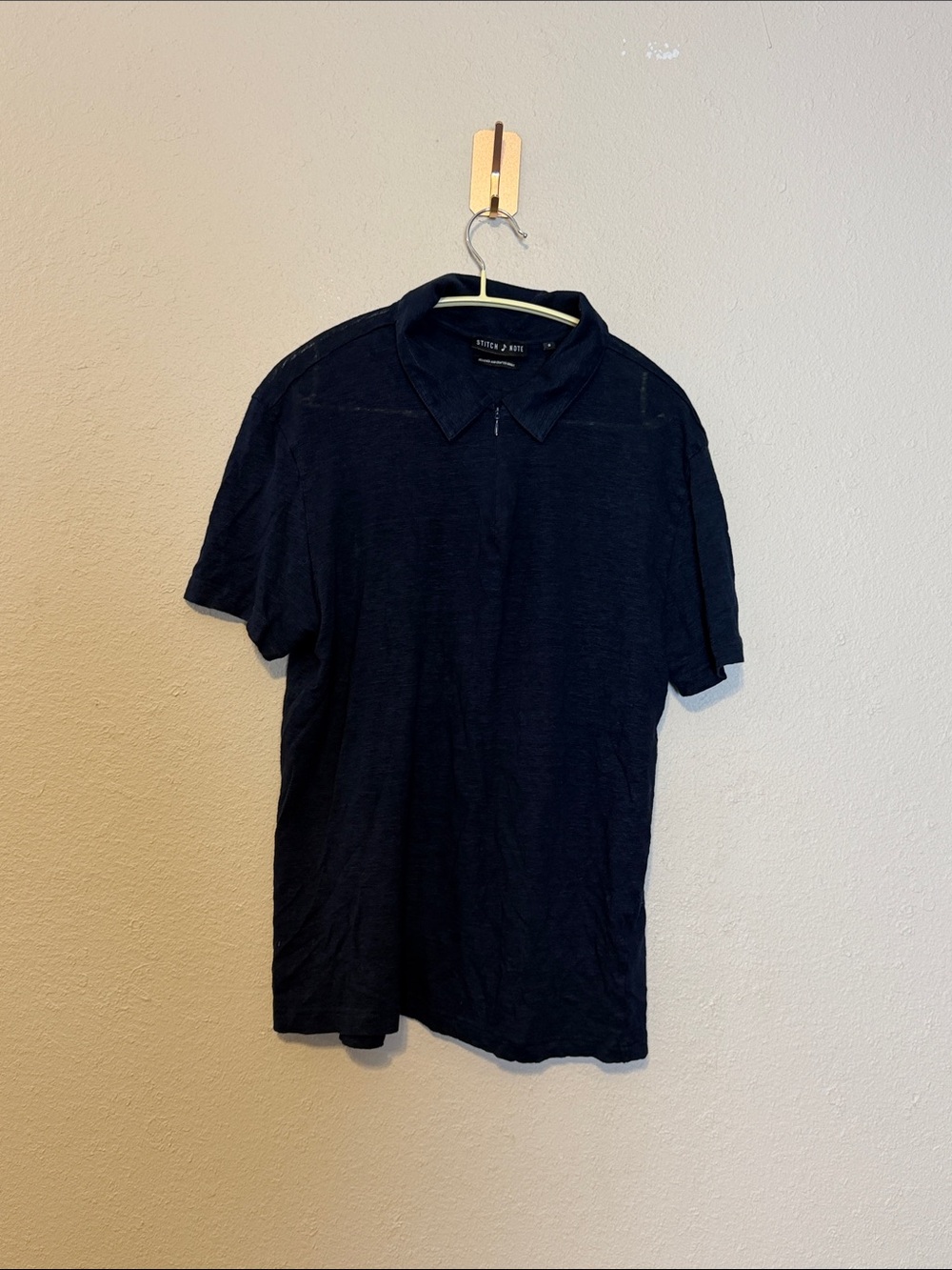 Stitch Note Linen Knit ‎ Polo Shirt Blue Size Small